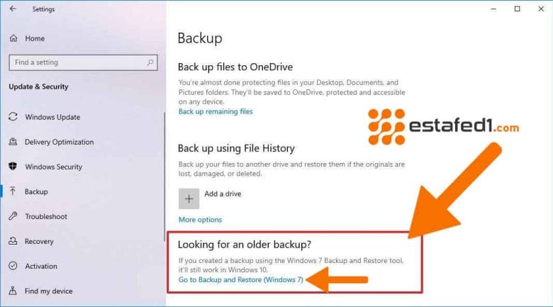 عمل نسخة احتياطية لويندوز 10 (Go to Backup and Restore (Windows 7.