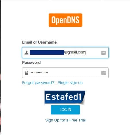 تسجيل الدخول لopendns