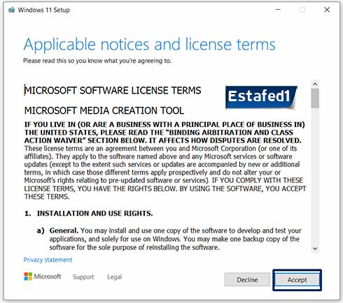microsoft media creation tool windows 11 accept