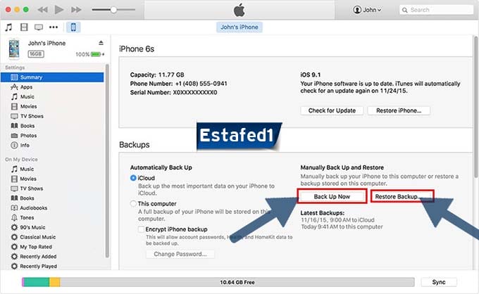 3. نقل رسائل الواتس من ايفون لايفون باستخدام iTunes Backup