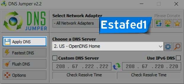 DNS Jumper ربط الكمبيوتر بخدمة OpenDNS
