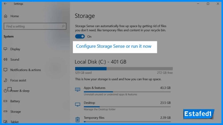 Configure Storage Sense or run it now