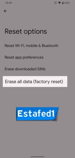 Erase all data (factory reset)